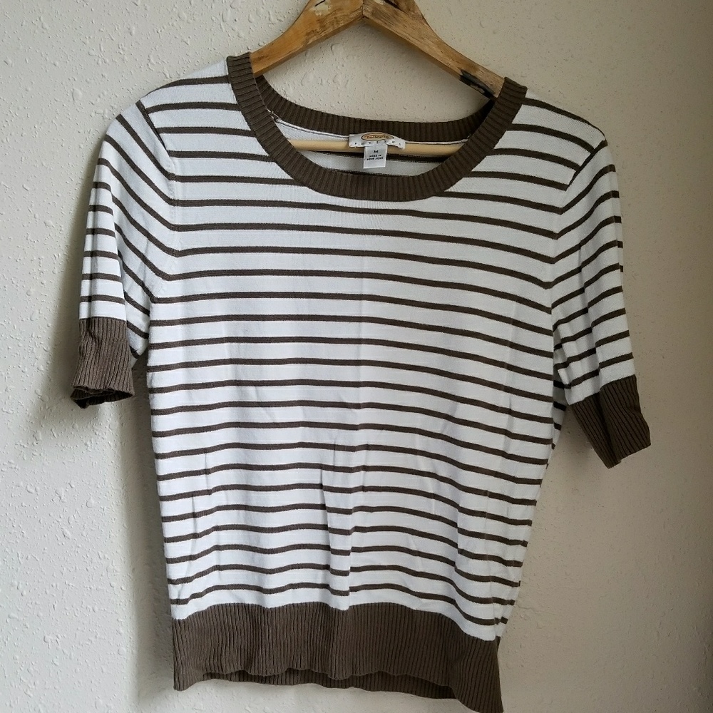 Talbots Petite Half Sleeve Striped Top